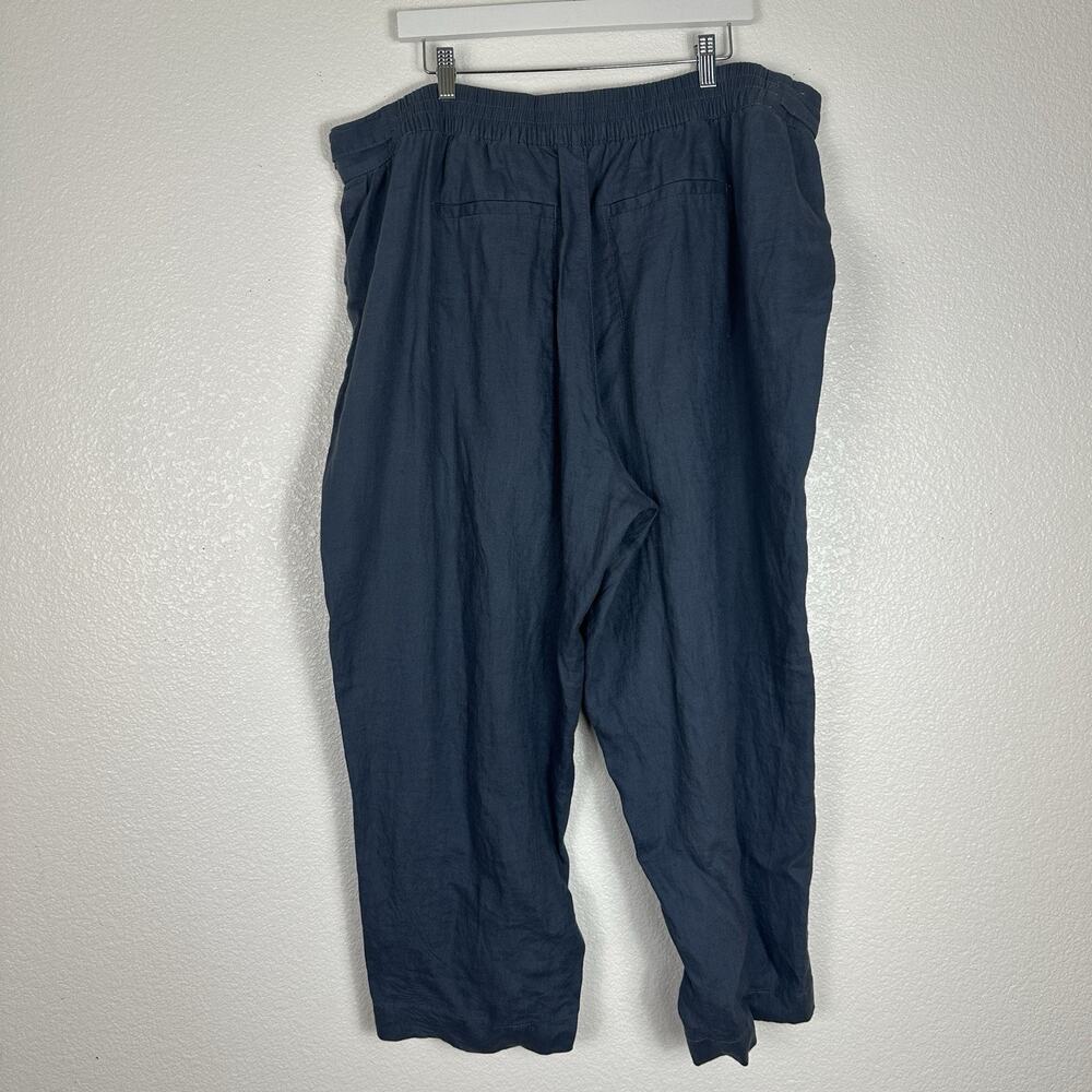 Athleta Voyager Linen Pants Women 20 Plus Granite Blue Relaxed Comfort Crop - Picture 8 of 13
